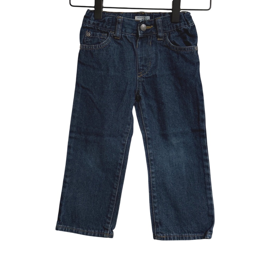 The Childrens Place Boys‎ 3T Straight Leg Jeans Dark Wash Adjustable Waist Denim